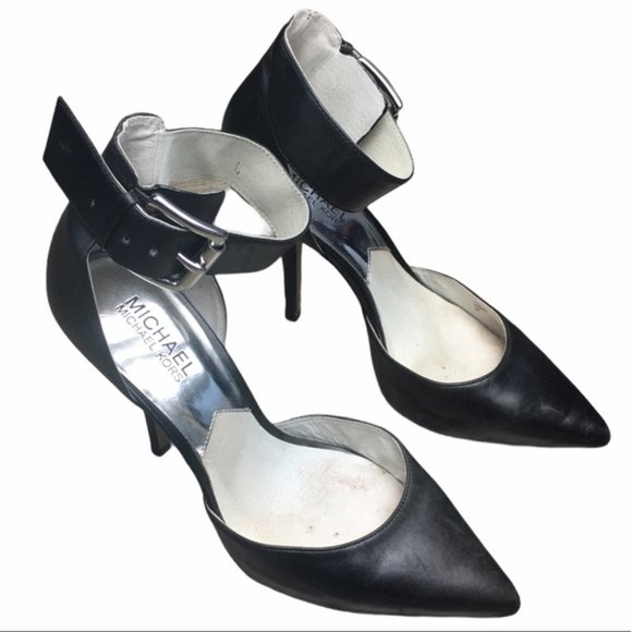 MICHAEL Michael Kors Shoes - MICHAEL KORS Black Leather Zady Ankle Strap Heels